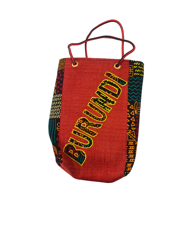 Sac Cabas Africain “Burundi Urban Style” – Tissu Rouge & Motifs Graphiques – Format Compact
