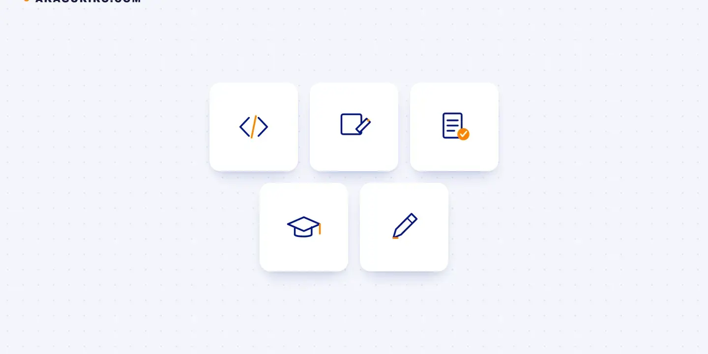 Cinq domaines d'expertise freelance sur Akaguriro.com : développement, design, comptabilité, formation, rédaction