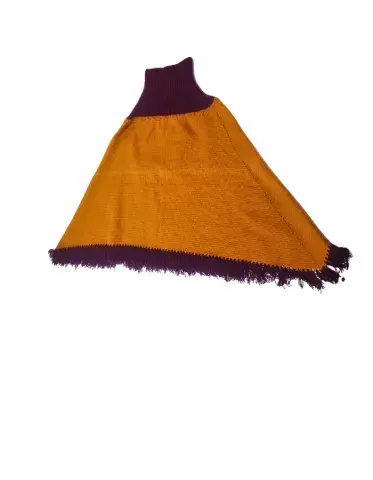 Cape Femme Tricotée Fait Main Orange & Violet – Élégance & Chaleur
