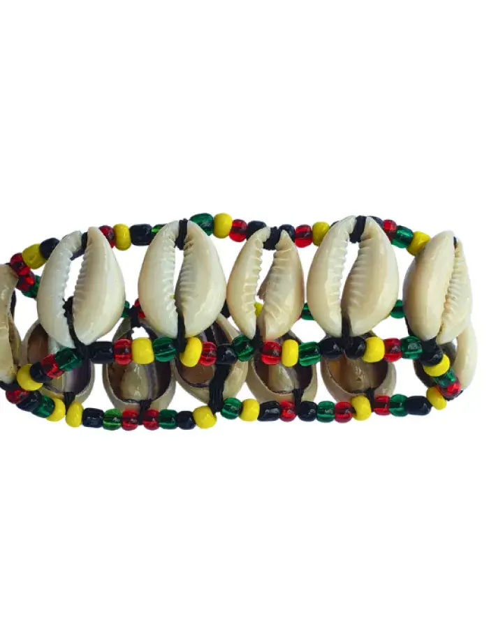 Bracelet cauris africain multicolore – Élastique artisanal