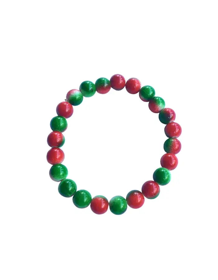 Bracelet perlé élastique – Couleurs du Burundi rouge et vert