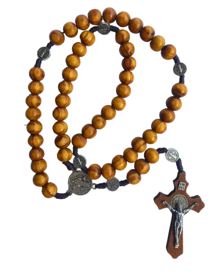 Chapelet Traditionnel en Perles Bois – Croix Bois & Christ Argenté