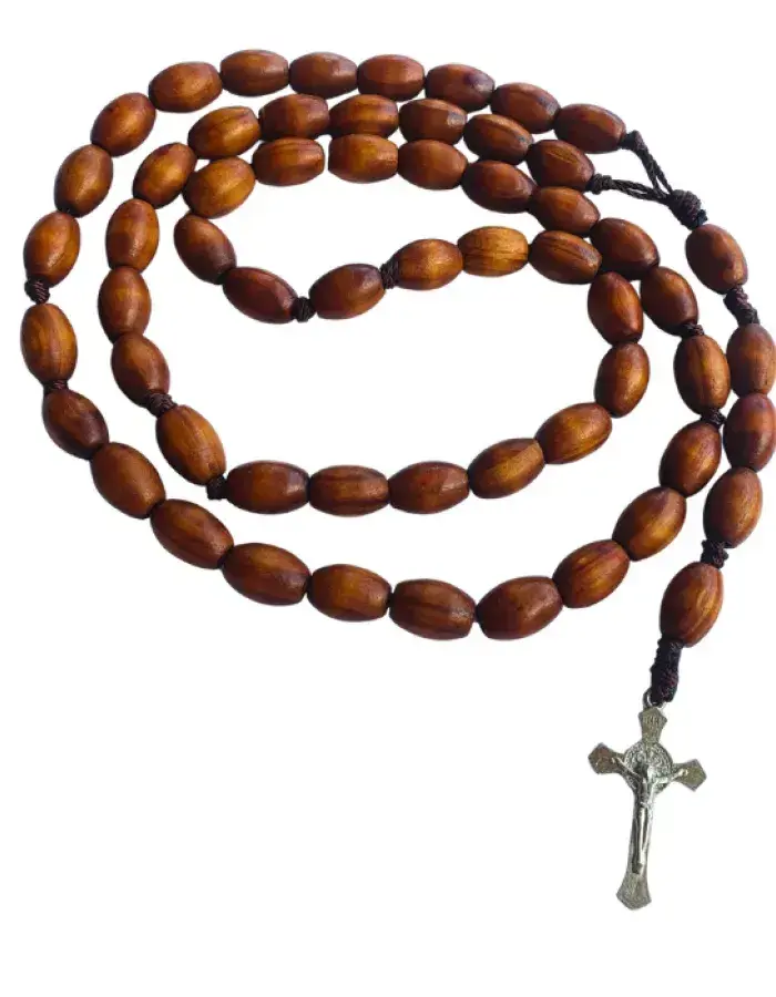 Chapelet Long en Bois – Croix Métallique
