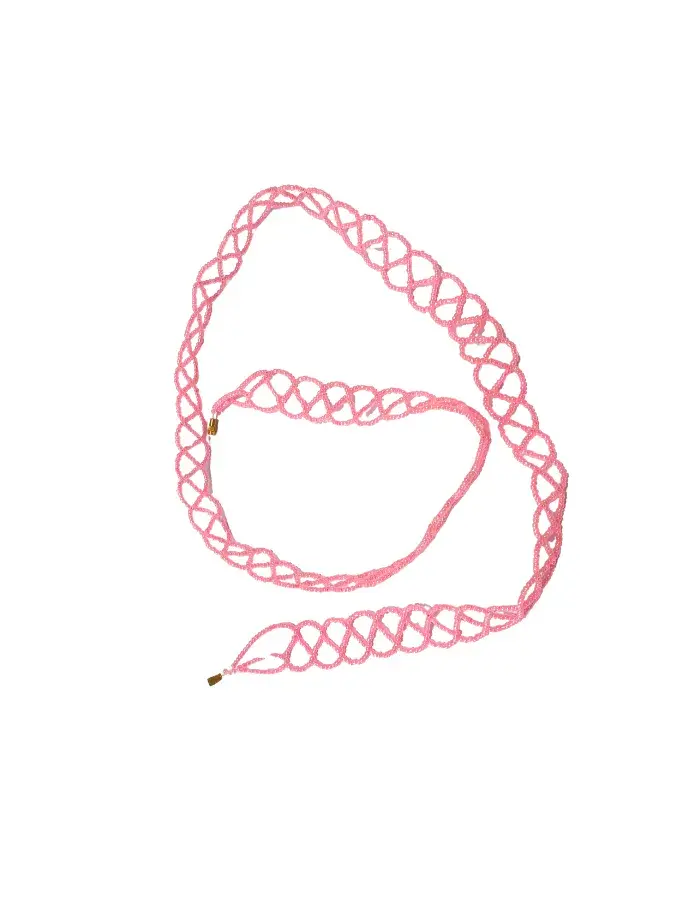 Chaîne de Taille Élastique en Perles – Motif Entrelacé Rose Élégant