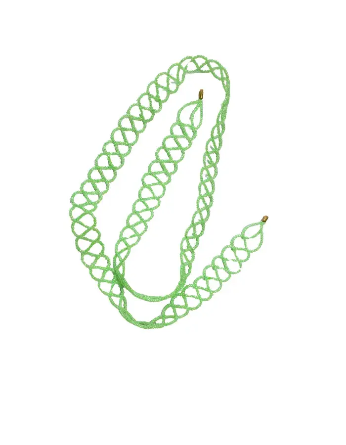 Chaîne de Taille Artisanale Tressée en Perles – Vert Nature Élégant