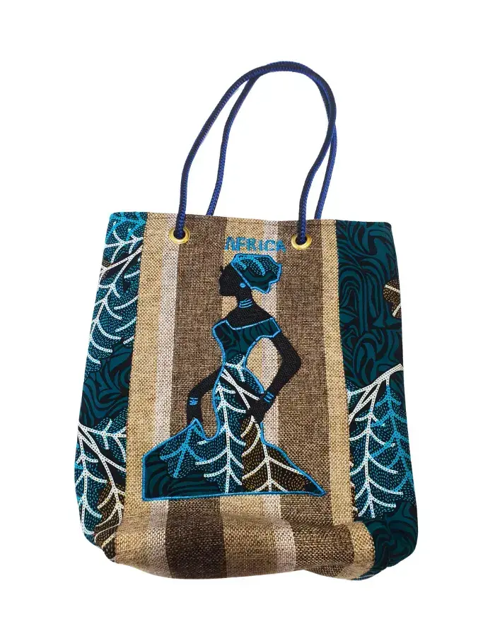 Sac Cabas Africain “Africa Royal Blue” – Élégance Féminine & Design Premium