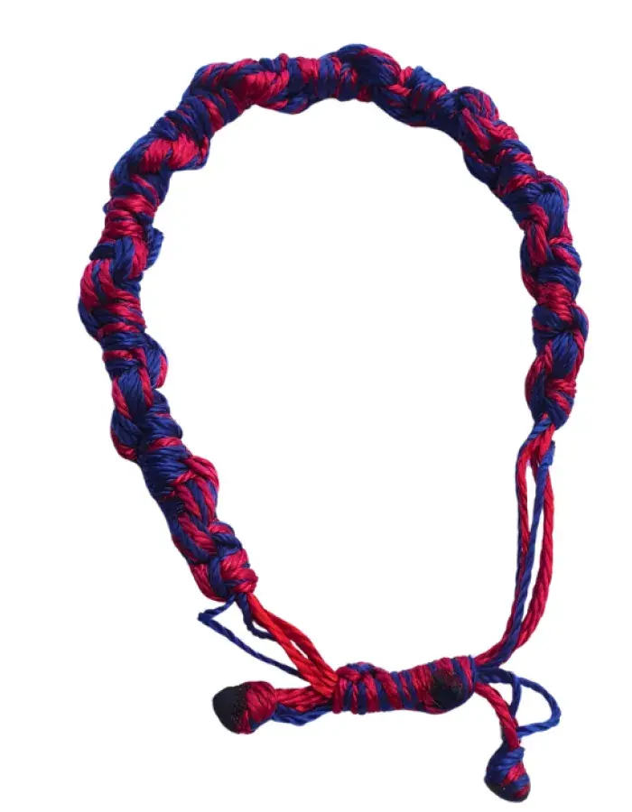 Bracelet Tressé Rouge et Bleu Ajustable – Fait Main