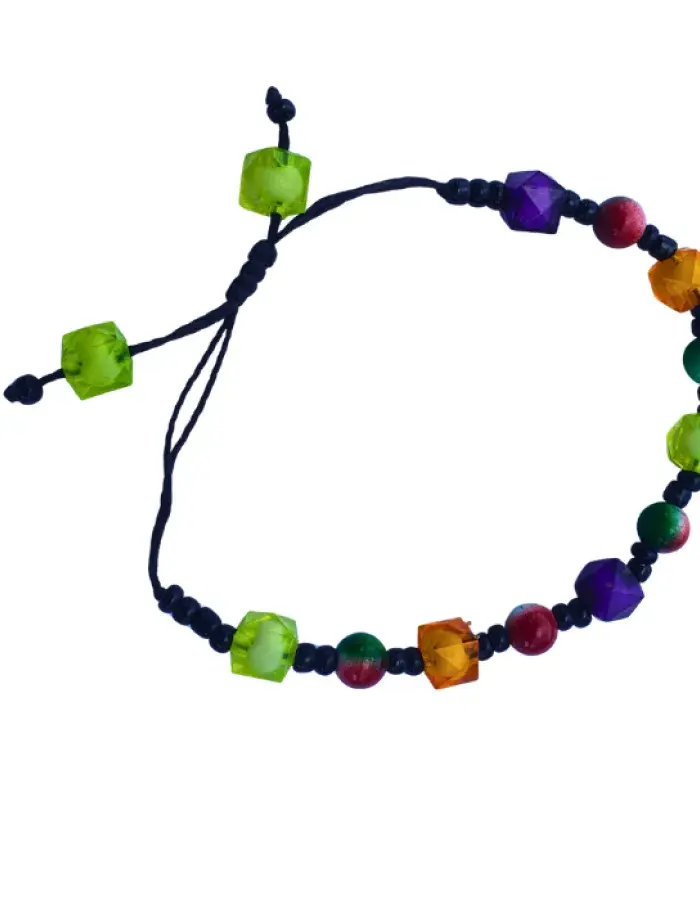 Bracelet Artisanal Multicolore Ajustable avec Perles Cristal – Fait Main