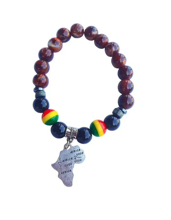 Bracelet Carte d'Afrique Ambrée – Version Élastique