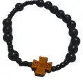 Bracelet Noir Spirituel avec Croix JESUS – Élégance Minimaliste