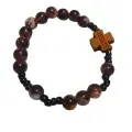 Bracelet Jésus en Perles Marbrées Marron – Bijou Chrétien Élégant