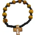 Chapelet 10 Grains Élastique en Bois – Bracelet de Prière Chrétien