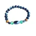 Bracelet Bleu Nuit Émeraude – Version Élastique