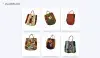 Six sacs cabas artisanaux de la collection Akaguriro.com, présentés de façon cohérente